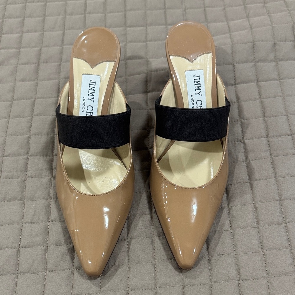 Jimmy Choo Brown Mules with Black Strap